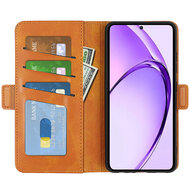 Oppo A80 5G Hoesje - MobyDefend Luxe Wallet Book Case (Sluiting Zijkant) - Lichtbruin