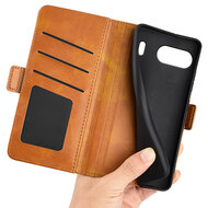 OnePlus Nord 4 Hoesje - MobyDefend Luxe Wallet Book Case (Sluiting Zijkant) - Lichtbruin