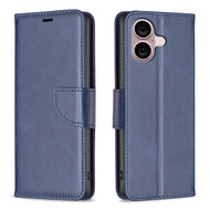 iPhone 16 Hoesje - MobyDefend Wallet Book Case Met Koord - Blauw