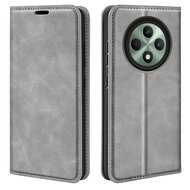 Oppo Reno12 F Hoesje - Luxe Wallet Bookcase (Magnetische Sluiting) - Grijs