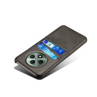 Oppo Reno12 F Hoesje - MobyDefend Lederen Backcover Met Vakjes Voor Pasjes - Zwart