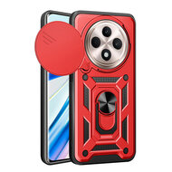 Oppo Reno12 F Hoesje - MobyDefend Pantsercase Met Draaibare Ring - Rood