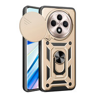 Oppo Reno12 F Hoesje - MobyDefend Pantsercase Met Draaibare Ring - Goud