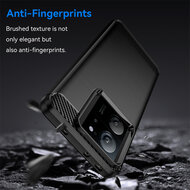 Xiaomi 13T / 13T Pro Hoesje - MobyDefend TPU Backcover - Geborstelde Metaal &amp; Carbon-Look - Blauw