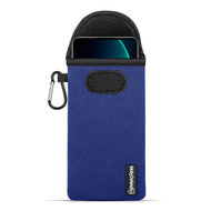 Hoesje voor Xiaomi 13T Pro - MobyDefend Neopreen Pouch Met Karabijnhaak - Insteekhoesje - Riemlus Hoesje - Blauw