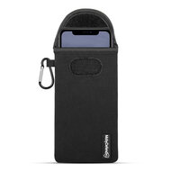 Hoesje voor iPhone 11 - MobyDefend Neopreen Pouch Met Karabijnhaak - Insteekhoesje - Riemlus Hoesje - Zwart