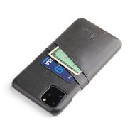 iPhone 11 Hoesje - MobyDefend Lederen Backcover Met Vakjes Voor Pasjes - Zwart