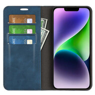 iPhone 15 Hoesje - Luxe Wallet Bookcase (Magnetische Sluiting) - Blauw