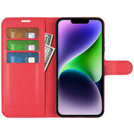 iPhone 15 Hoesje - MobyDefend Kunstleren Wallet Book Case (Sluiting Voorkant) - Rood