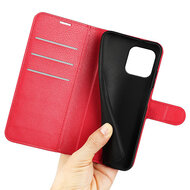 iPhone 15 Hoesje - MobyDefend Kunstleren Wallet Book Case (Sluiting Voorkant) - Rood