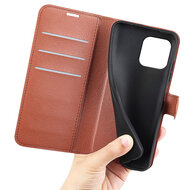 iPhone 15 Hoesje - MobyDefend Kunstleren Wallet Book Case (Sluiting Voorkant) - Bruin