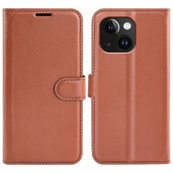 iPhone 15 Hoesje - MobyDefend Kunstleren Wallet Book Case (Sluiting Voorkant) - Bruin