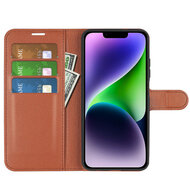 iPhone 15 Hoesje - MobyDefend Kunstleren Wallet Book Case (Sluiting Voorkant) - Bruin