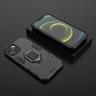 iPhone 15 Hoesje - MobyDefend Dubbelgelaagde Pantsercase Met Standaard - Blauw