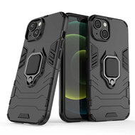 iPhone 15 Hoesje - MobyDefend Dubbelgelaagde Pantsercase Met Standaard - Zwart