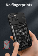 iPhone 15 Hoesje - MobyDefend Pantsercase Met Draaibare Ring - Rood