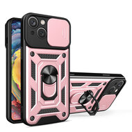 iPhone 15 Hoesje - MobyDefend Pantsercase Met Draaibare Ring - Ros&eacute;