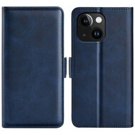 iPhone 15 Hoesje - MobyDefend Luxe Wallet Book Case (Sluiting Zijkant) - Blauw