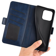 iPhone 15 Hoesje - MobyDefend Luxe Wallet Book Case (Sluiting Zijkant) - Blauw
