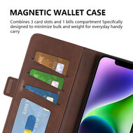 iPhone 15 Hoesje - MobyDefend Luxe Wallet Book Case (Sluiting Zijkant) - Bruin