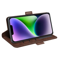 iPhone 15 Hoesje - MobyDefend Luxe Wallet Book Case (Sluiting Zijkant) - Bruin