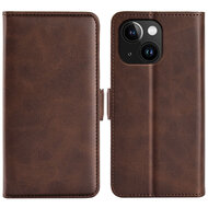 iPhone 15 Hoesje - MobyDefend Luxe Wallet Book Case (Sluiting Zijkant) - Bruin