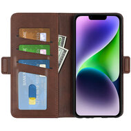 iPhone 15 Hoesje - MobyDefend Luxe Wallet Book Case (Sluiting Zijkant) - Bruin