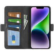 iPhone 15 Hoesje - MobyDefend Luxe Wallet Book Case (Sluiting Zijkant) - Zwart