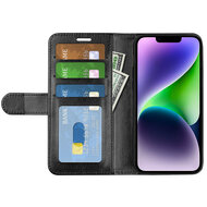 iPhone 15 Hoesje - MobyDefend Wallet Book Case (Sluiting Achterkant) - Zwart
