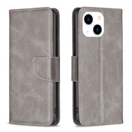 iPhone 15 Hoesje - MobyDefend Wallet Book Case Met Koord - Grijs