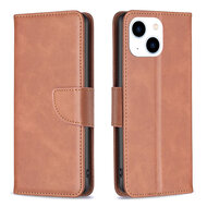 iPhone 15 Hoesje - MobyDefend Wallet Book Case Met Koord - Bruin