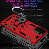 iPhone 12 / 12 Pro Hoesje - MobyDefend Pantsercase Met Draaibare Ring - Roze