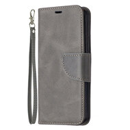 iPhone 12 / iPhone 12 Pro Hoesje - MobyDefend Wallet Book Case Met Koord - Grijs
