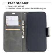iPhone 12 / iPhone 12 Pro Hoesje - MobyDefend Wallet Book Case Met Koord - Grijs