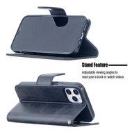 iPhone 12 / iPhone 12 Pro Hoesje - MobyDefend Wallet Book Case Met Koord - Zwart