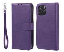 iPhone 12 / iPhone 12 Pro Hoesje - MobyDefend Luxe 2-in-1 Wallet Book Case Met Uitneembare Backcover - Paars