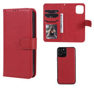 iPhone 12 / iPhone 12 Pro Hoesje - MobyDefend Luxe 2-in-1 Wallet Book Case Met Uitneembare Backcover - Rood