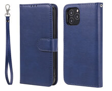 iPhone 12 / iPhone 12 Pro Hoesje - MobyDefend Luxe 2-in-1 Wallet Book Case Met Uitneembare Backcover - Blauw