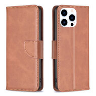 iPhone 15 Pro Hoesje - MobyDefend Wallet Book Case Met Koord - Bruin