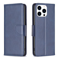 iPhone 15 Pro Hoesje - MobyDefend Wallet Book Case Met Koord - Blauw