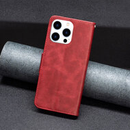 iPhone 15 Pro Hoesje - MobyDefend Wallet Book Case Met Koord - Rood