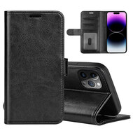 iPhone 15 Pro Hoesje - MobyDefend Wallet Book Case (Sluiting Achterkant) - Zwart