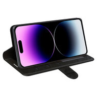 iPhone 15 Pro Hoesje - MobyDefend Wallet Book Case (Sluiting Achterkant) - Zwart