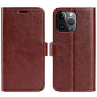 iPhone 15 Pro Hoesje - MobyDefend Wallet Book Case (Sluiting Achterkant) - Bruin