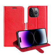 iPhone 15 Pro Hoesje - MobyDefend Wallet Book Case (Sluiting Achterkant) - Rood
