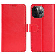 iPhone 15 Pro Hoesje - MobyDefend Wallet Book Case (Sluiting Achterkant) - Rood