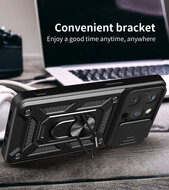 iPhone 15 Pro Hoesje - MobyDefend Pantsercase Met Draaibare Ring - Zwart