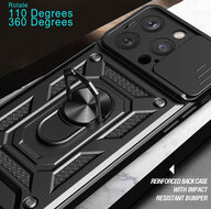 iPhone 15 Pro Hoesje - MobyDefend Pantsercase Met Draaibare Ring - Ros&eacute;