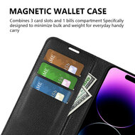 iPhone 15 Pro Hoesje - MobyDefend Kunstleren Wallet Book Case (Sluiting Voorkant) - Zwart