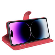 iPhone 15 Pro Hoesje - MobyDefend Kunstleren Wallet Book Case (Sluiting Voorkant) - Rood